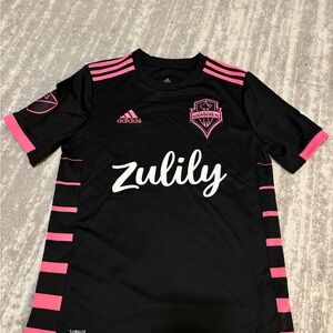 Adidas Kids Black and Pink Seattle Sounders soccer Jersey